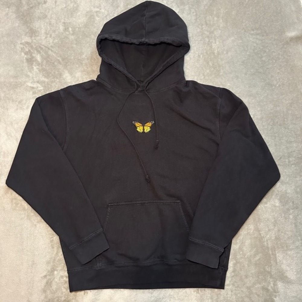Brandy Melville J‎ Galt Hoodie One Size Black Butterfly Embroidered Pullover